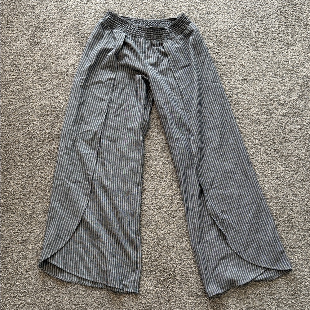 bobi Black and White Striped Wide Leg Pants